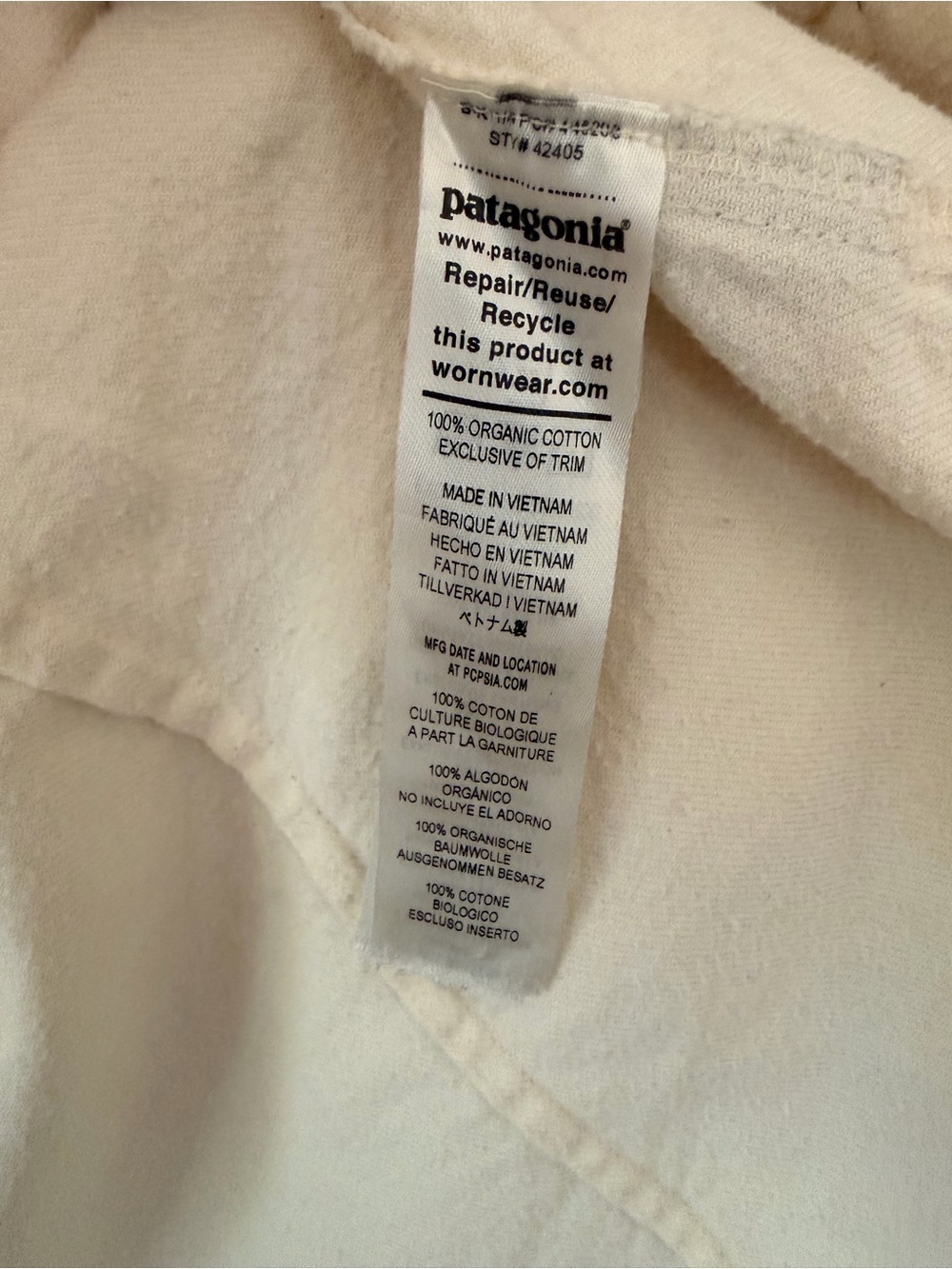 Patagonia Women’s Midweight Fjord Flannel Shirt Cream L Organic Cotton - Picture 4 of 5
